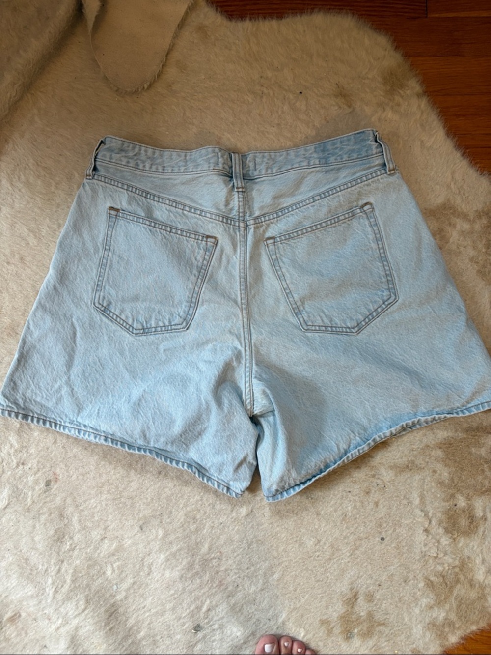 Abercrombie & Fitch Pale Blue Denim High-Waist Shorts - Picture 5 of 5